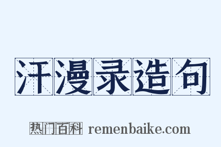 汗漫录造句是什么意思的图片